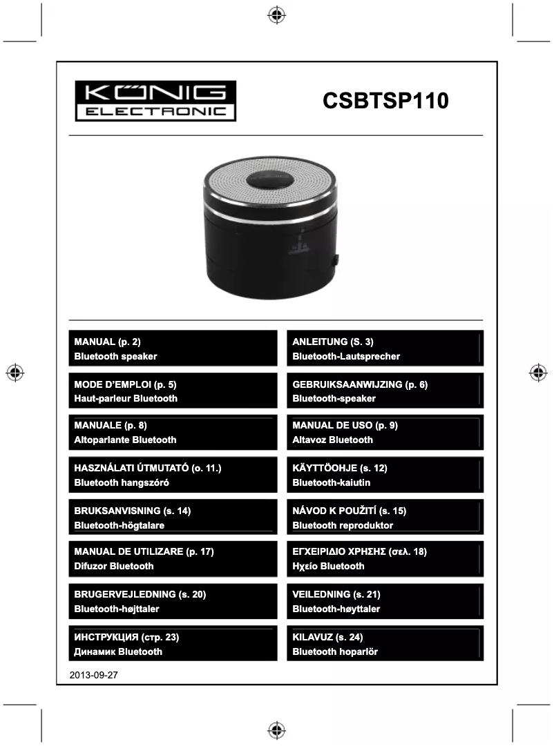 Page 1 of the manual User Manual Konig CSBTSP110