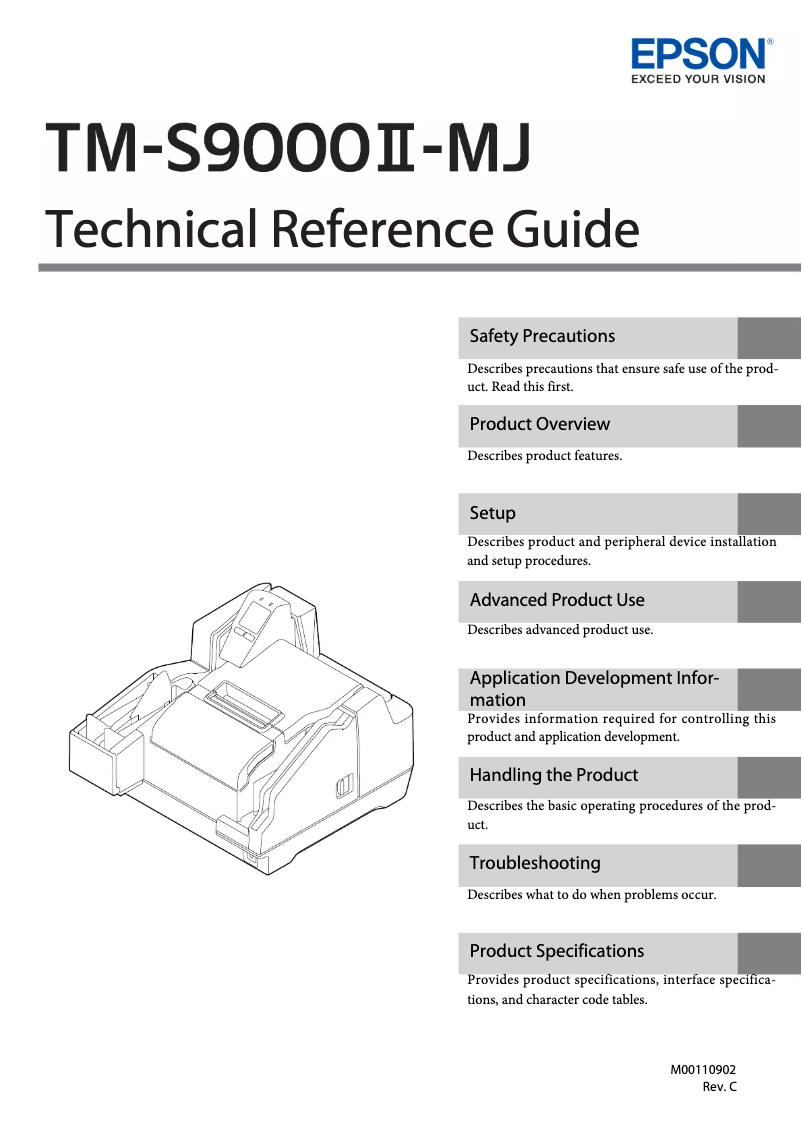 Image de la première page du manuel de l'appareil TM-S9000II