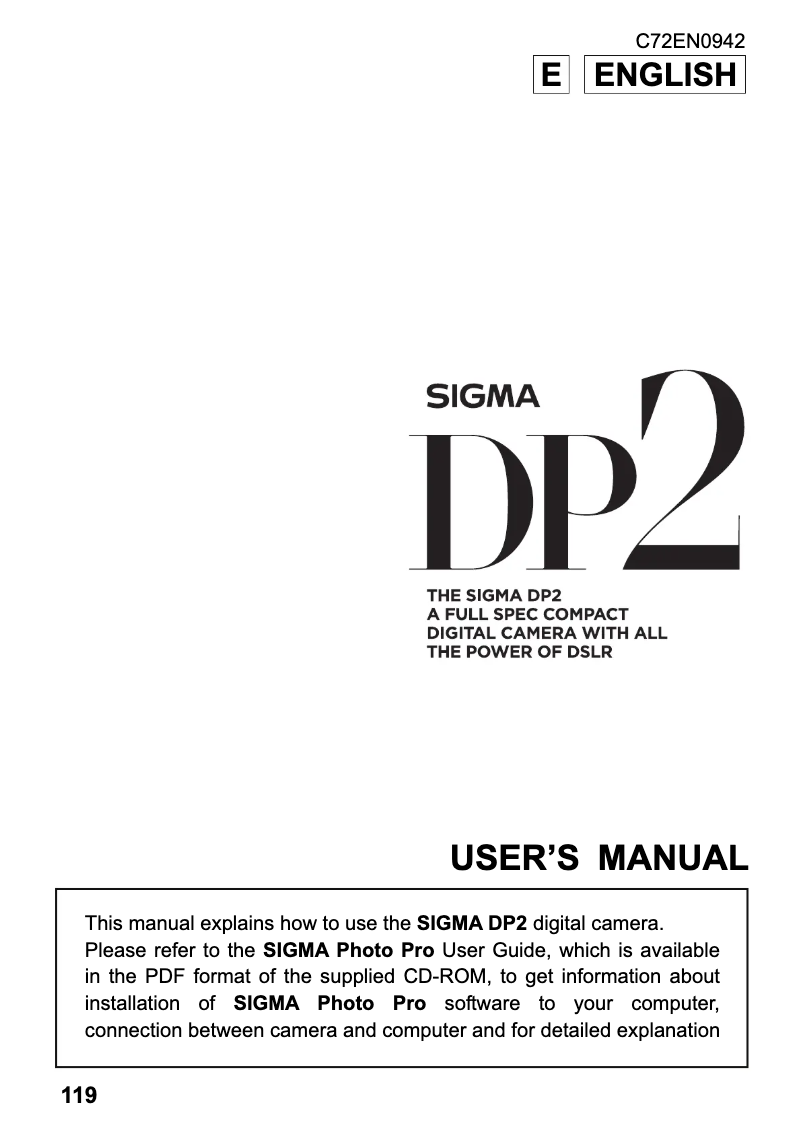 First page image of the manual for DP2