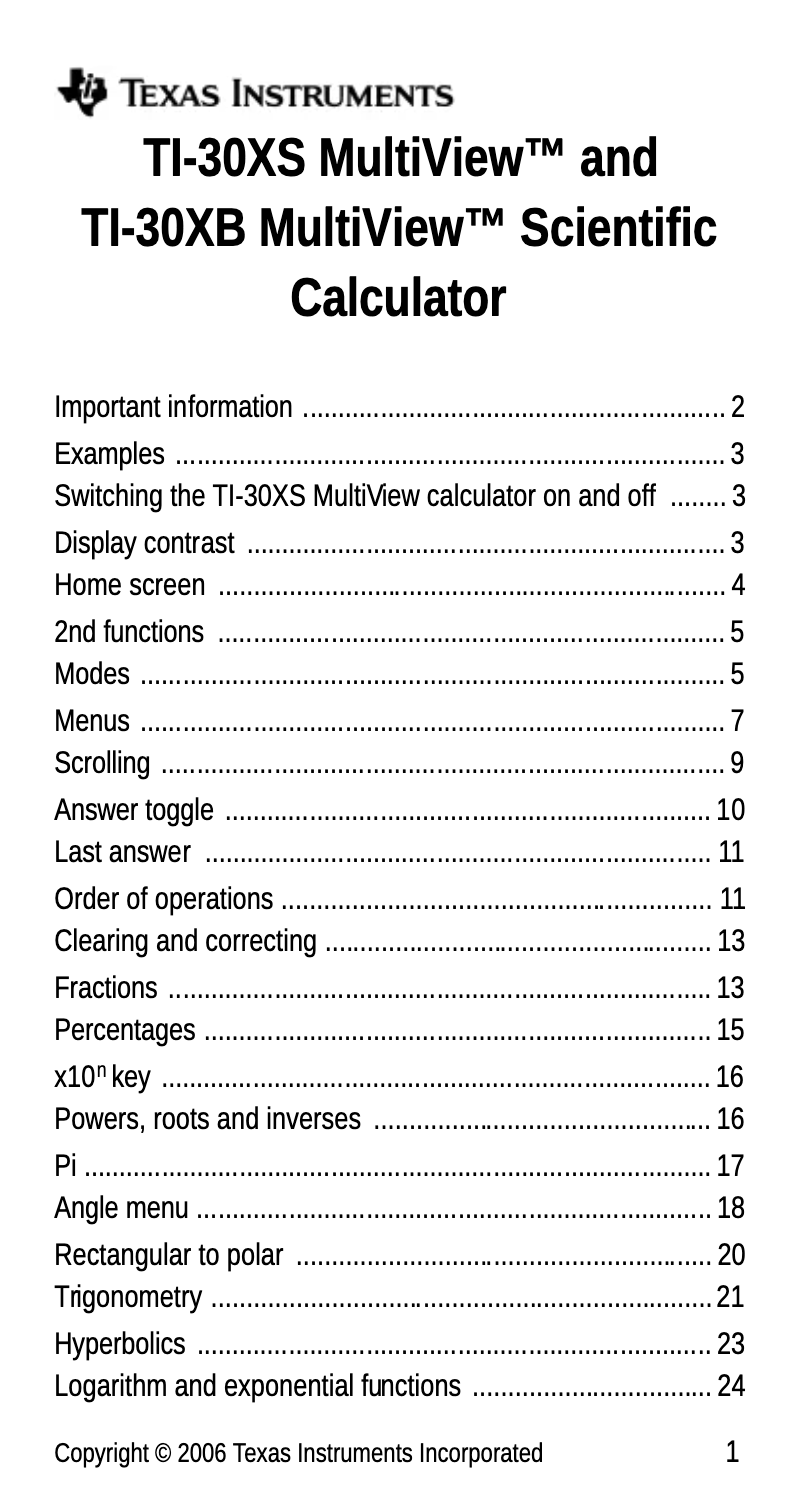 First page image of the manual for TI-30XS Multiview