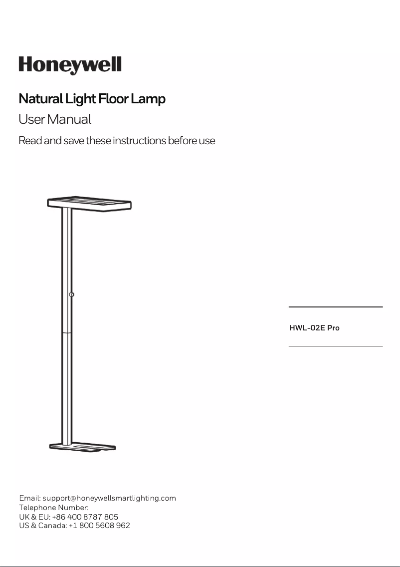 Page 1 of the manual User Manual Honeywell HWL-02E Pro