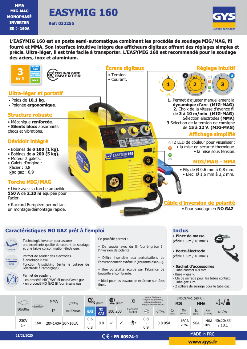 Image de la première page du manuel de l'appareil Easymig 160