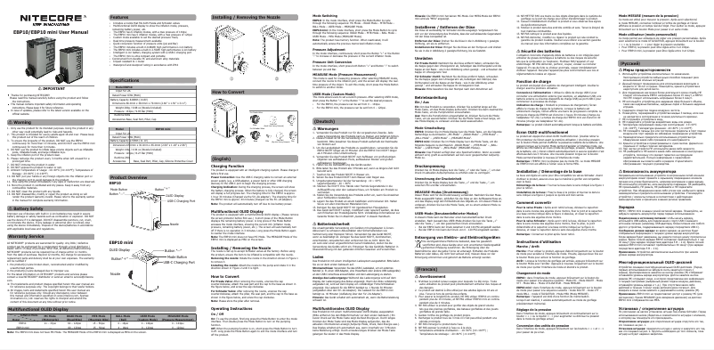 Page 1 of the manual User Manual Nitecore EBP10 mini