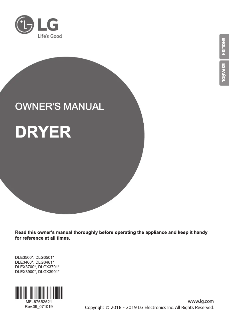 Page 1 of the manual User Manual LG DLG3461W