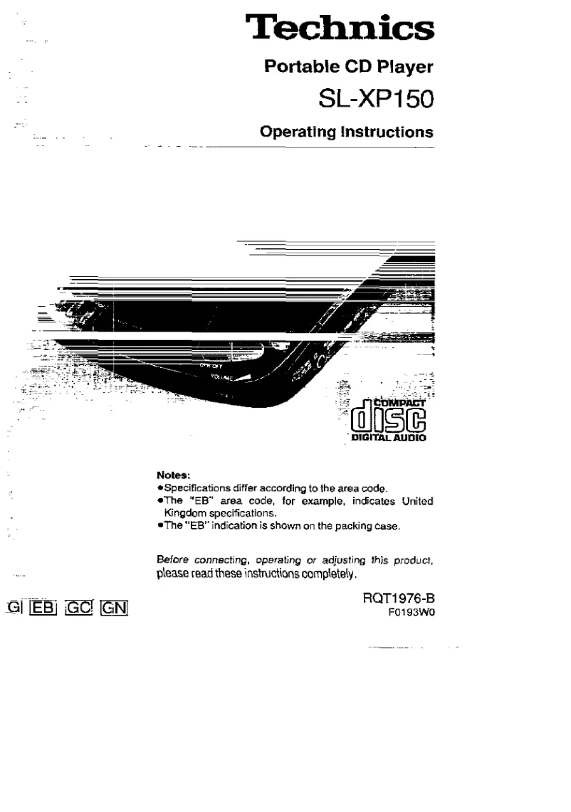 First page image of the manual for SL-XP150