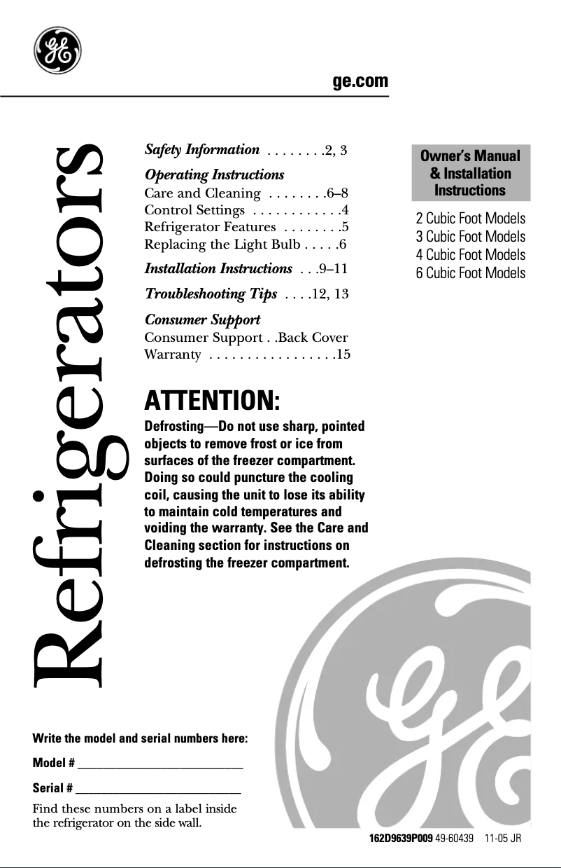 First page image of the manual for GMR04HASCS