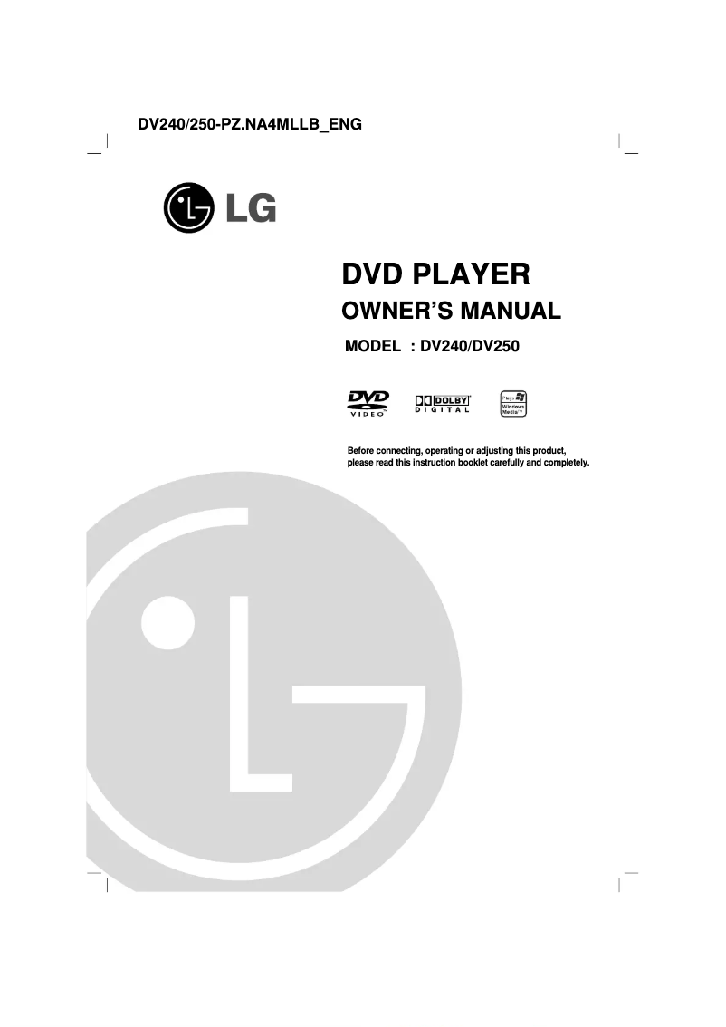 Page 1 of the manual User Manual LG DV240