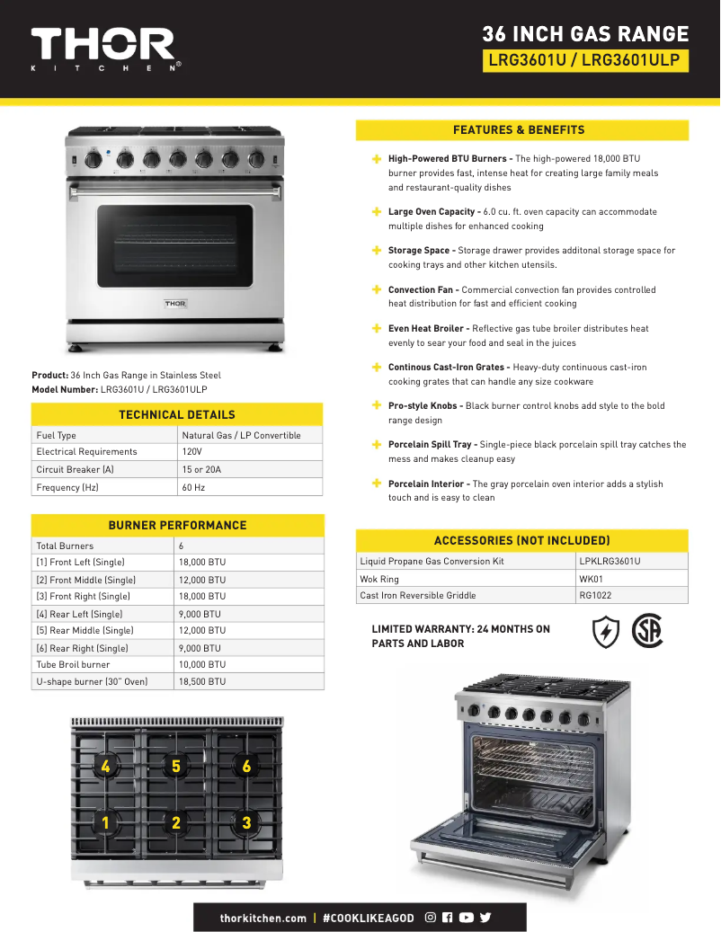 First page image of the manual for LRG3601ULP