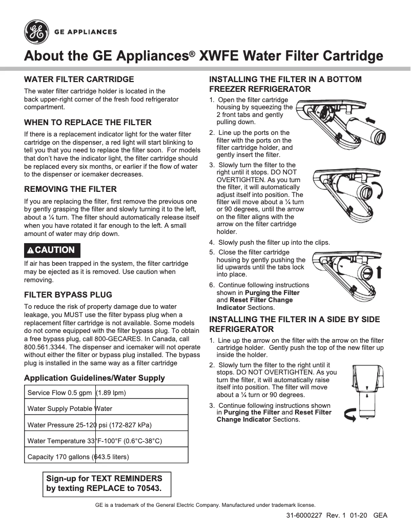 First page image of the manual for XWFE3PK