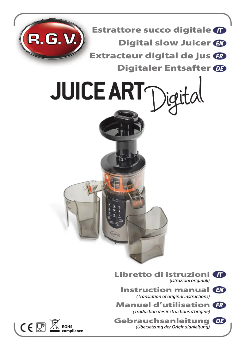 Image de la première page du manuel de l'appareil Juice Art Digital