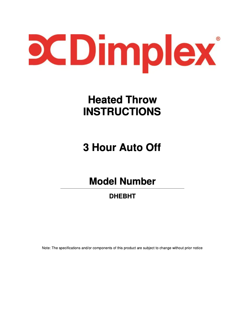 Page 1 of the manual User Manual Dimplex DHEBHT