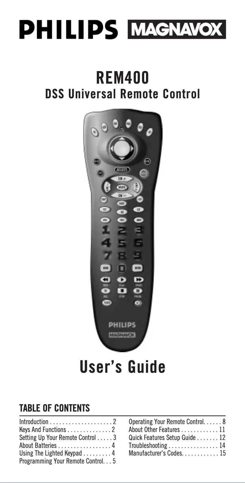 Page 1 of the manual User Manual Philips REM400