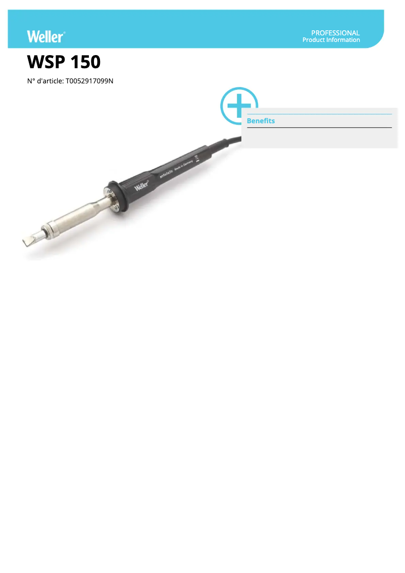 First page image of the manual for WSP 150