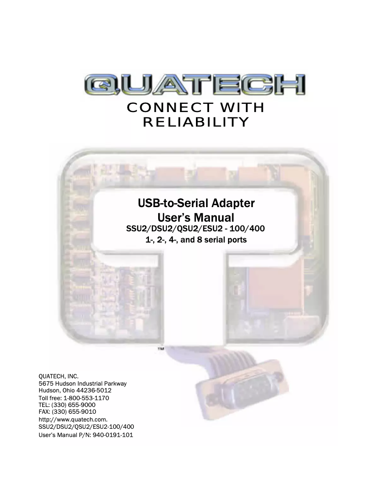 First page image of the manual for QSU2-400-EMB