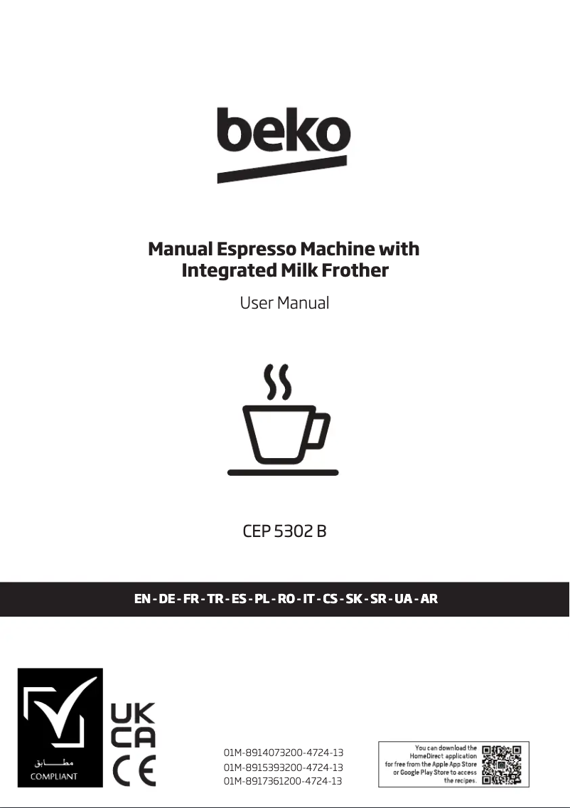 Page 1 of the manual Technical Sheet Beko CEP 5302 B