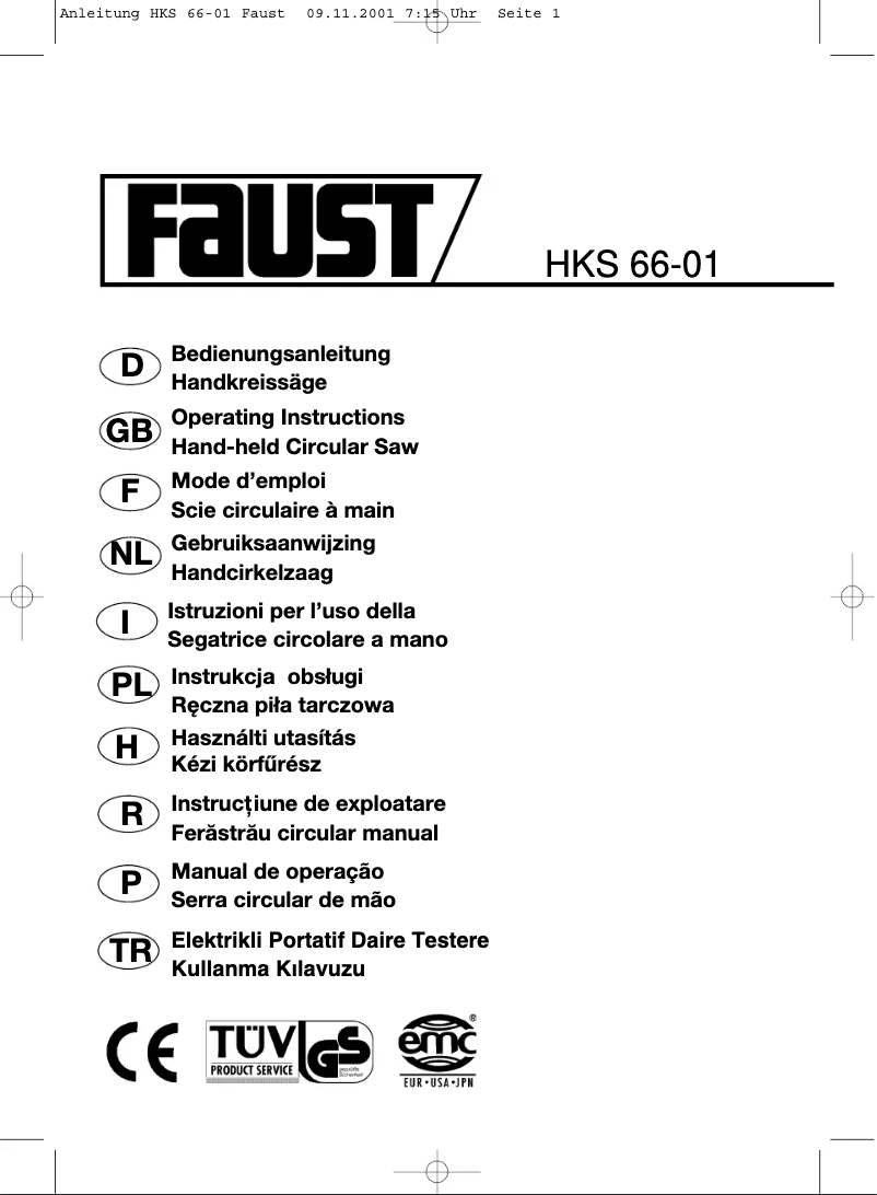 First page image of the manual for HKS 66-01
