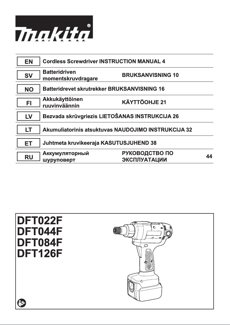 Page 1 of the manual User Manual Makita DFT022F