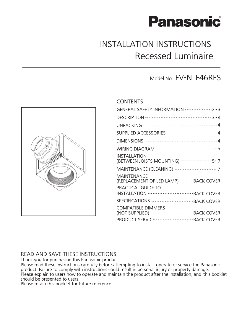 First page image of the manual for FV-NLF46RES