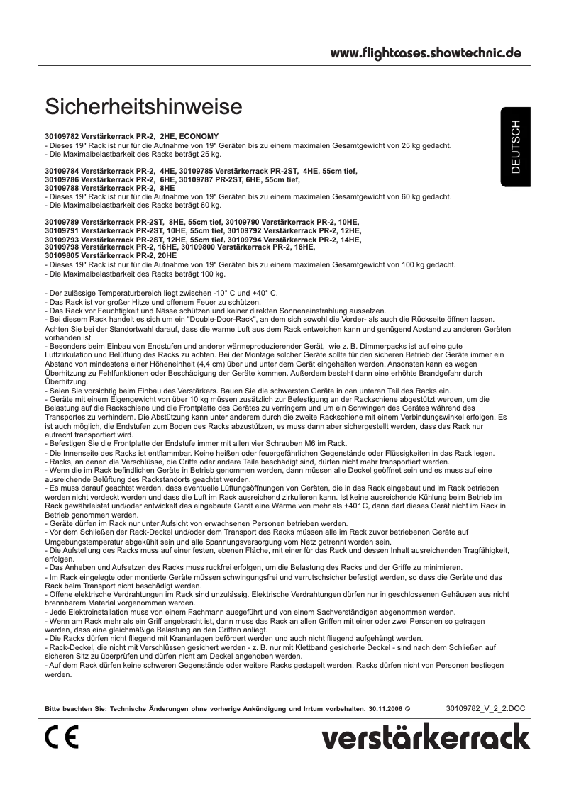 First page image of the manual for Amplifier Rack PR-1