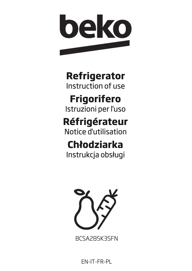 First page image of the manual for BCSA285K3SFN