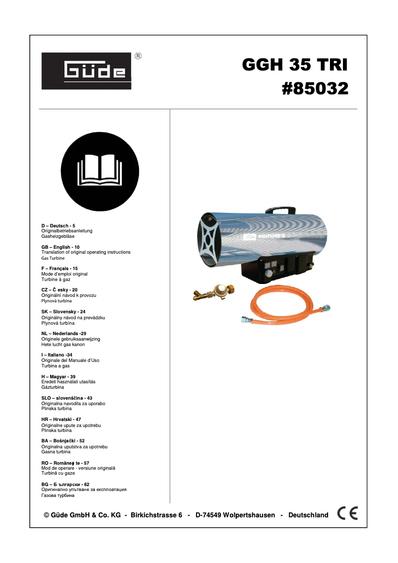 First page image of the manual for GGH 35 TRI