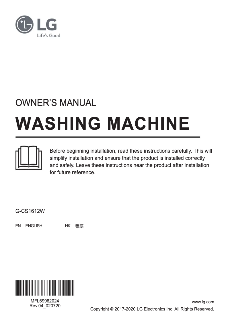 Page 1 of the manual User Manual LG G-CS1612W