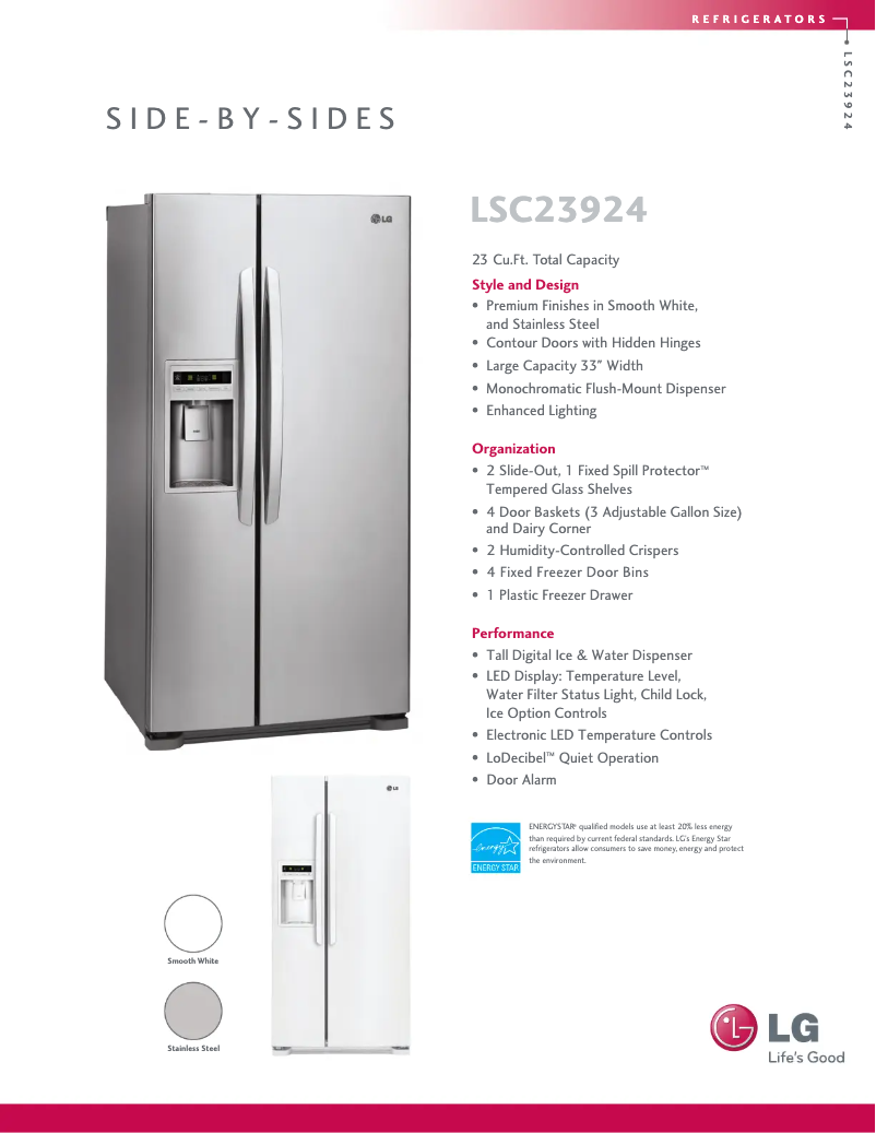 First page image of the manual for LSC23924ST