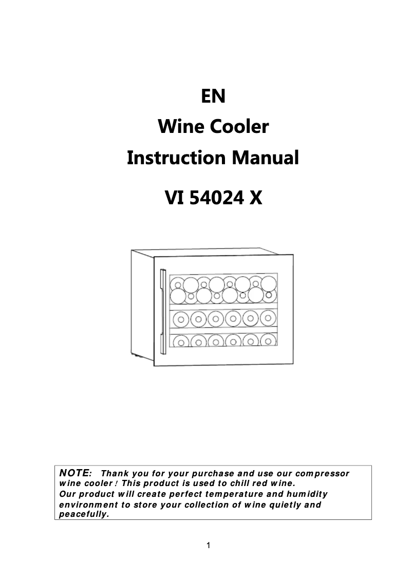 Page 1 of the manual User Manual CATA VI 54024 X