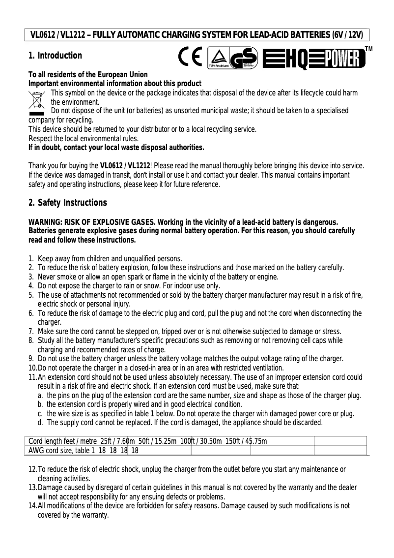 Page 1 of the manual User Manual Velleman VL1212