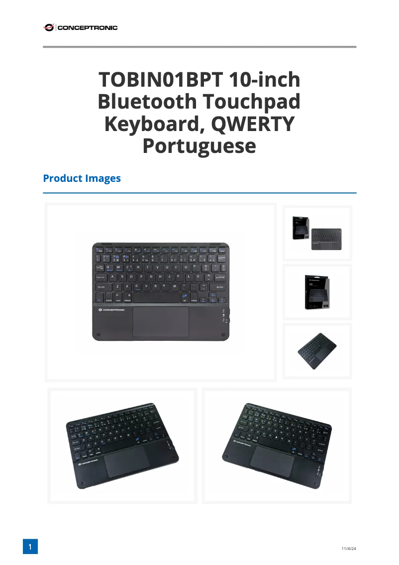 Page 1 of the manual Technical Sheet Conceptronic TOBIN01B