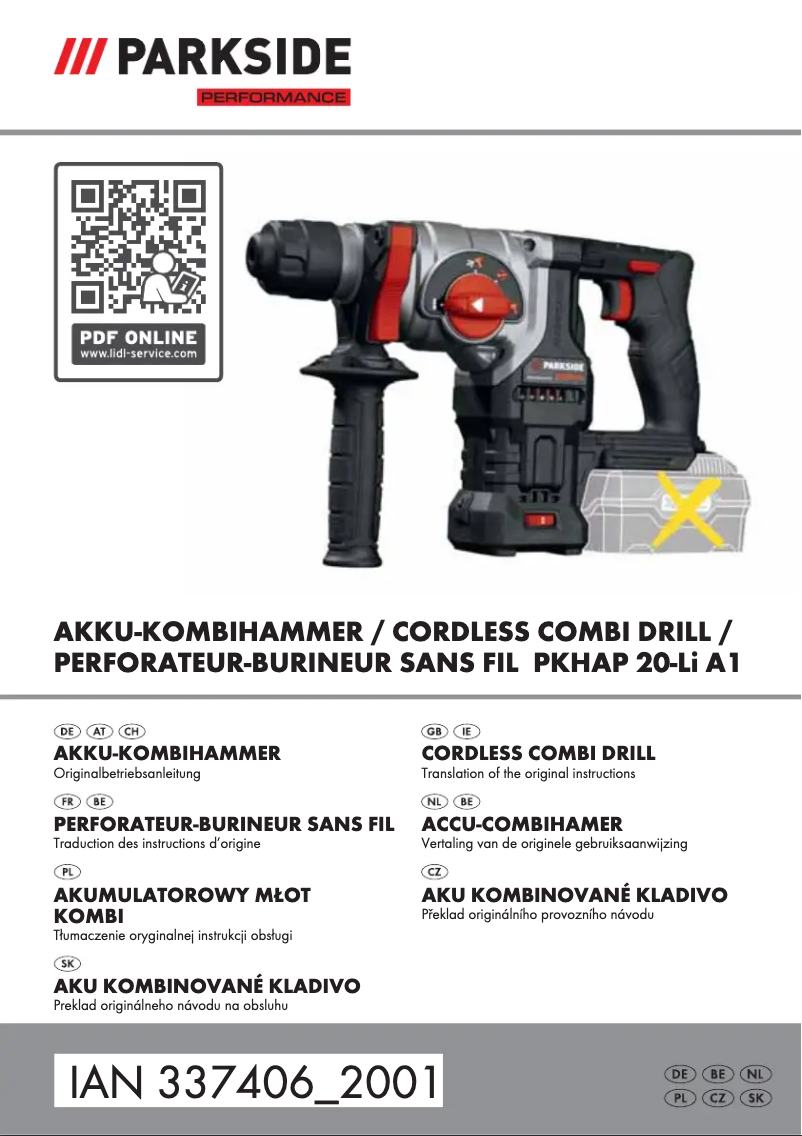 First page image of the manual for PKHAP 20-Li A1