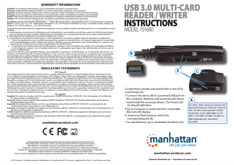 Page 1 of the manual User Manual Manhattan 101660