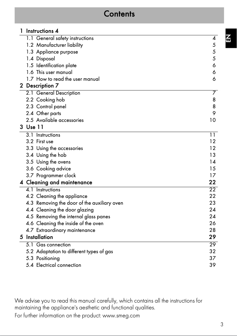 Page 1 of the manual User Manual Smeg BU93BL