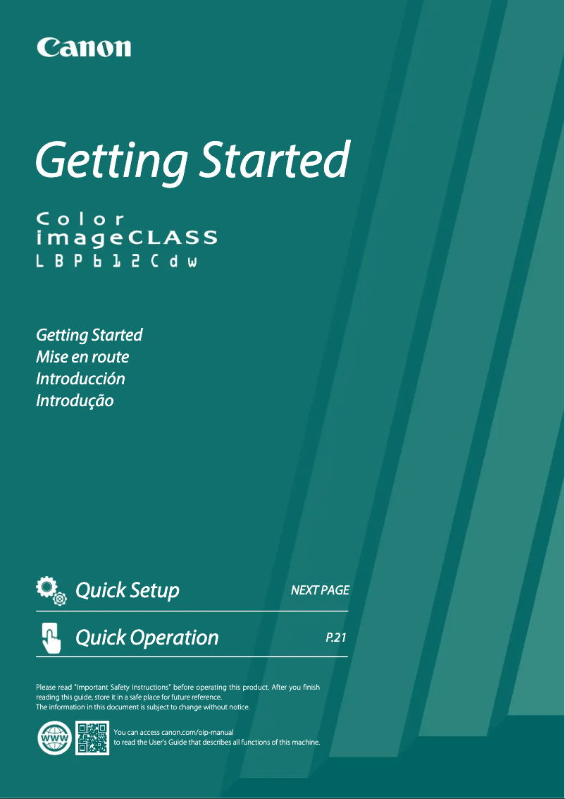 Page 1 of the manual User Manual Canon Color imageCLASS LBP612Cdw
