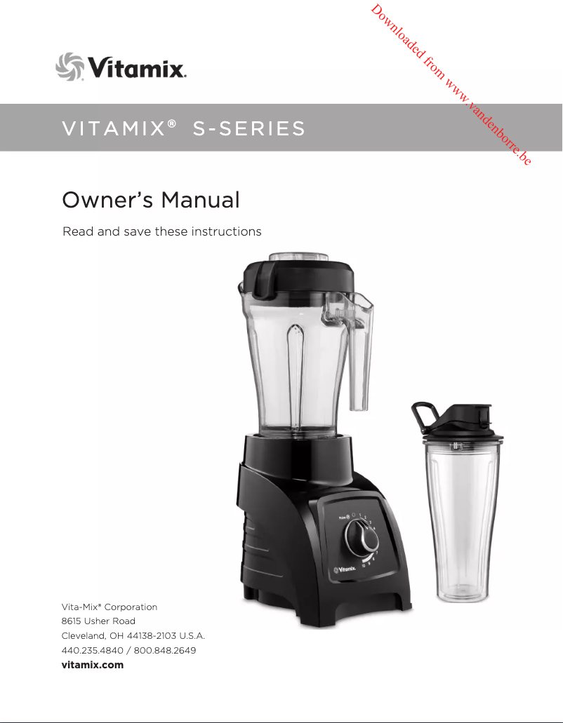 Page 1 of the manual User Manual Vitamix S30