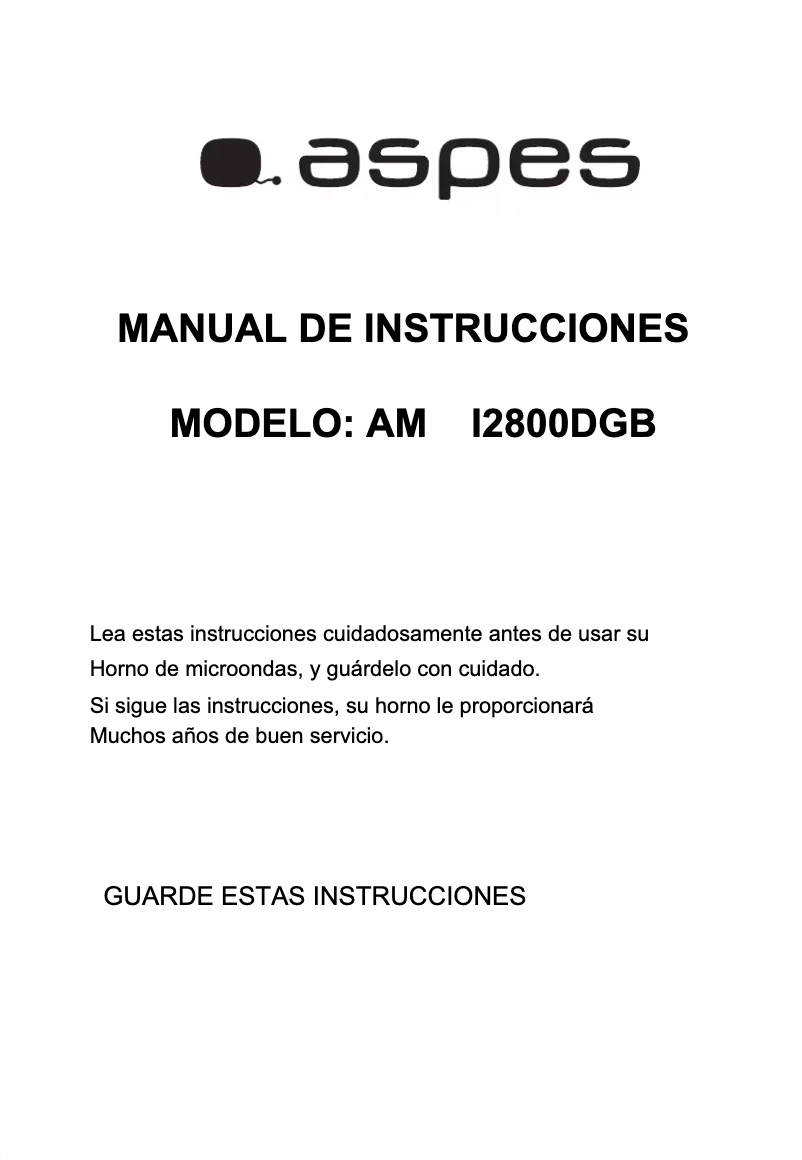 First page image of the manual for AMWI2800DGB