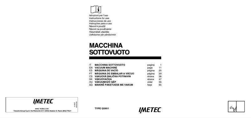 Page 1 of the manual User Manual Imetec VM2 1500