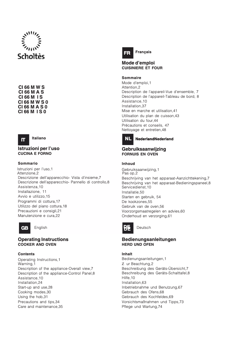 First page image of the manual for CI 66M A S