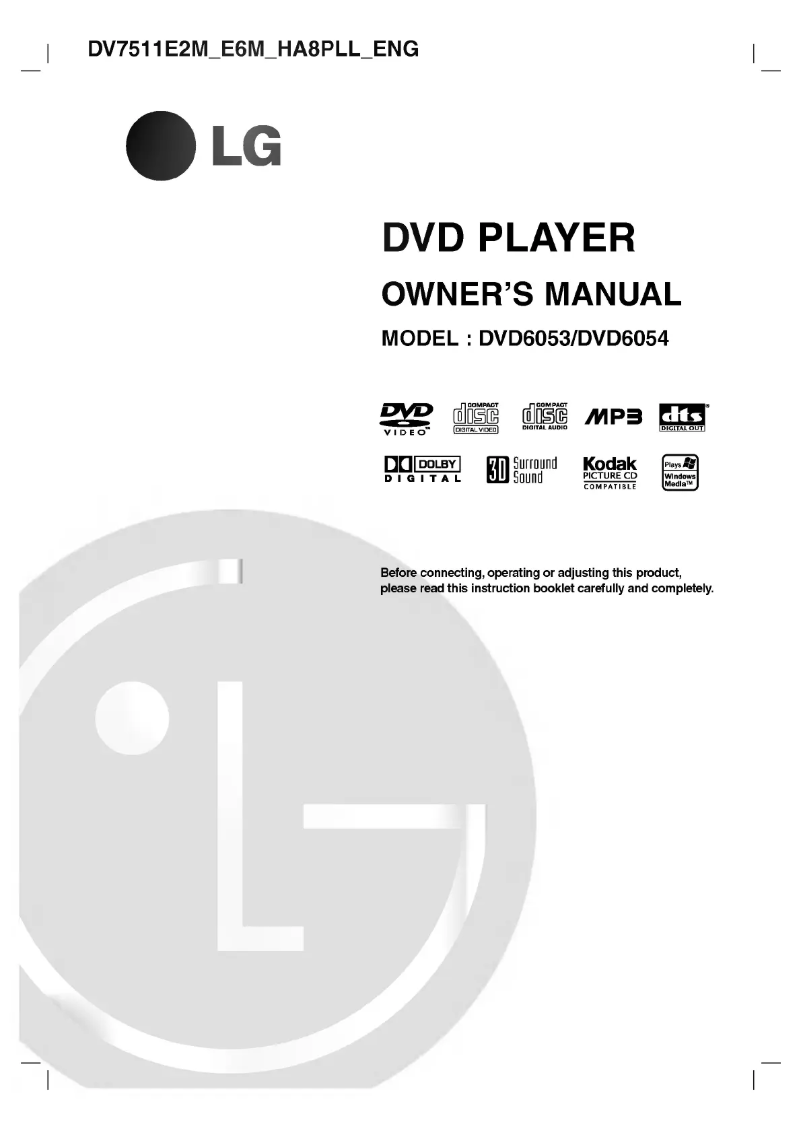 First page image of the manual for DV7511E6S