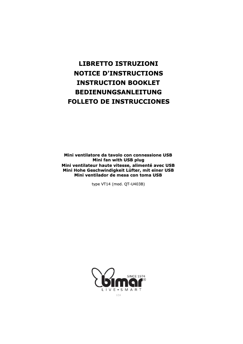 First page image of the manual for VT14