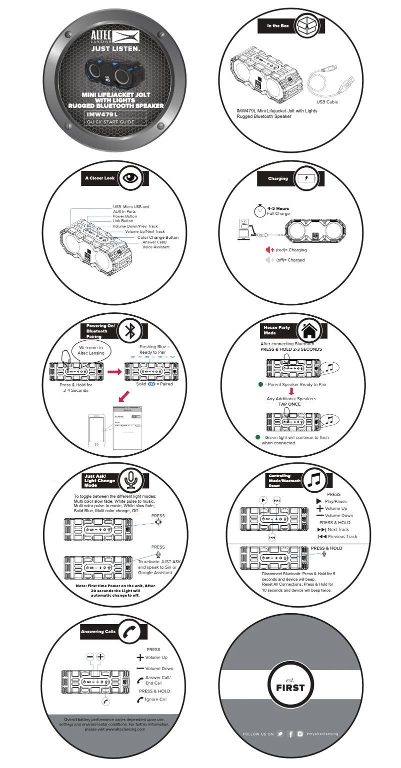 Page 1 de la notice Manuel utilisateur Altec Lansing Mini Lifejacket Jolt