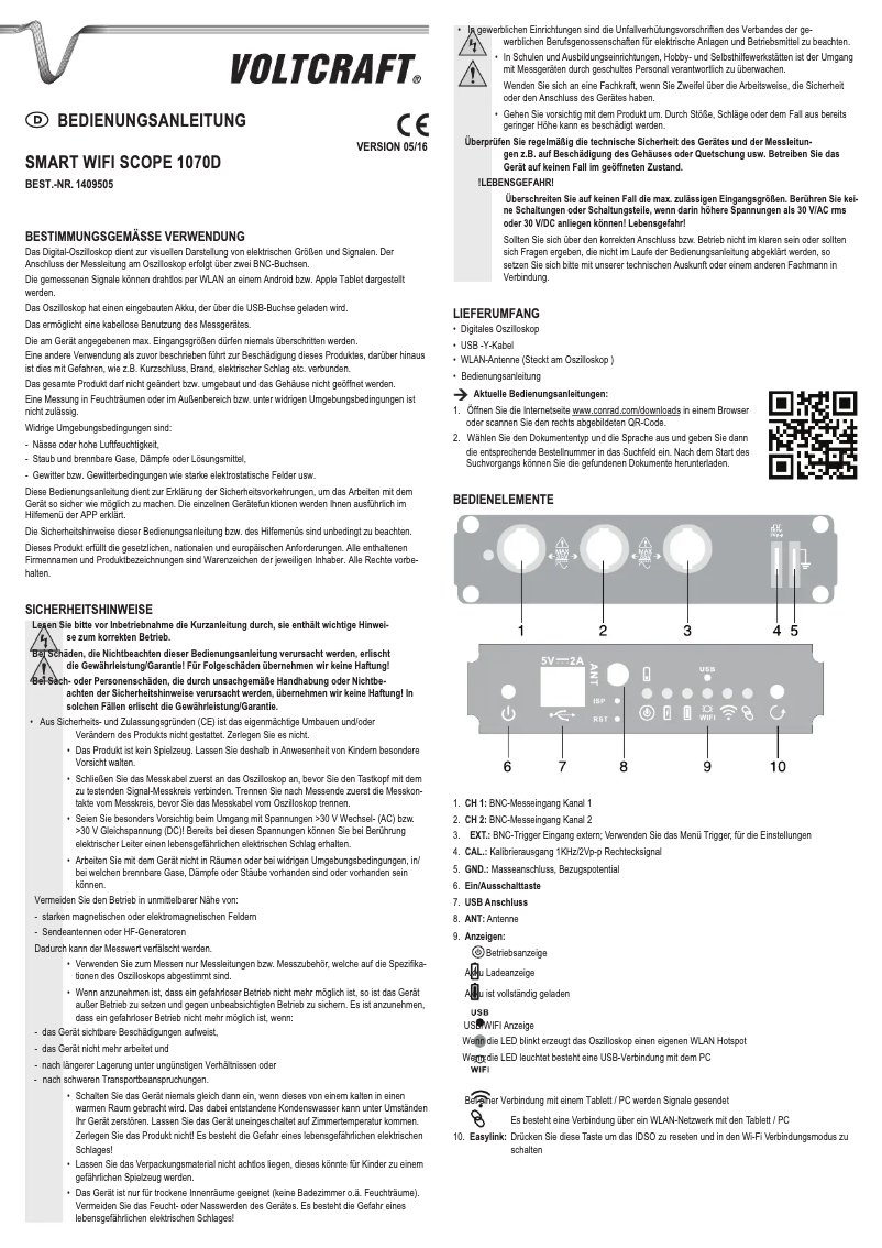 First page image of the manual for 1070D