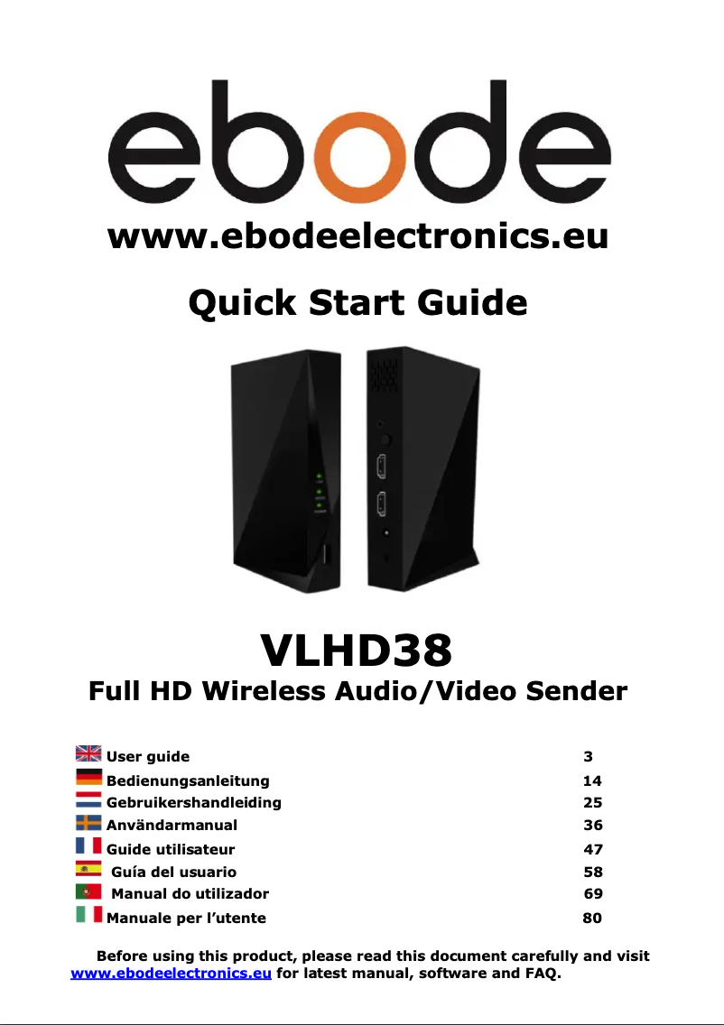 First page image of the manual for VLHD38