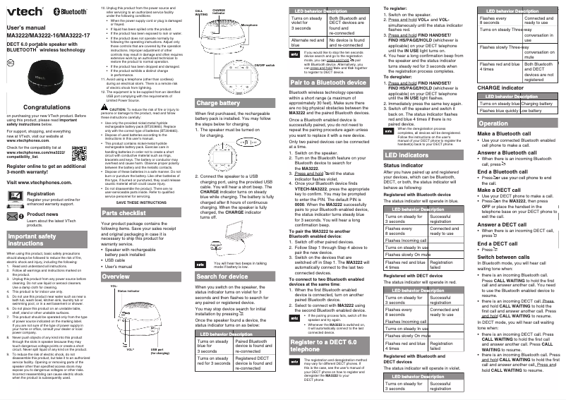 Page 1 of the manual User Manual Vtech MA3222