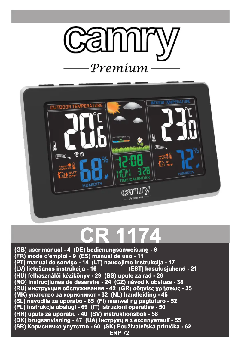 Page 1 of the manual User Manual Camry CR 1174