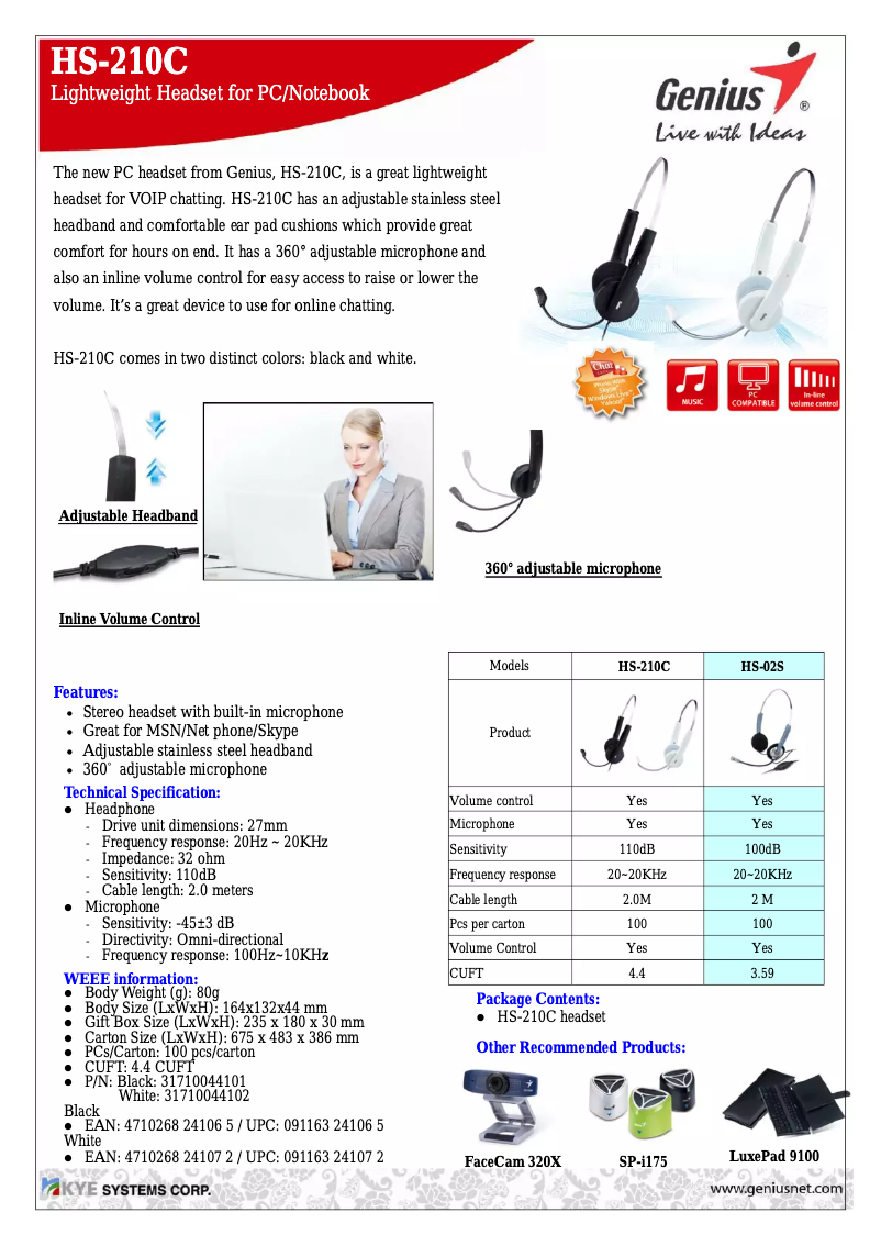 First page image of the manual for HS-210C