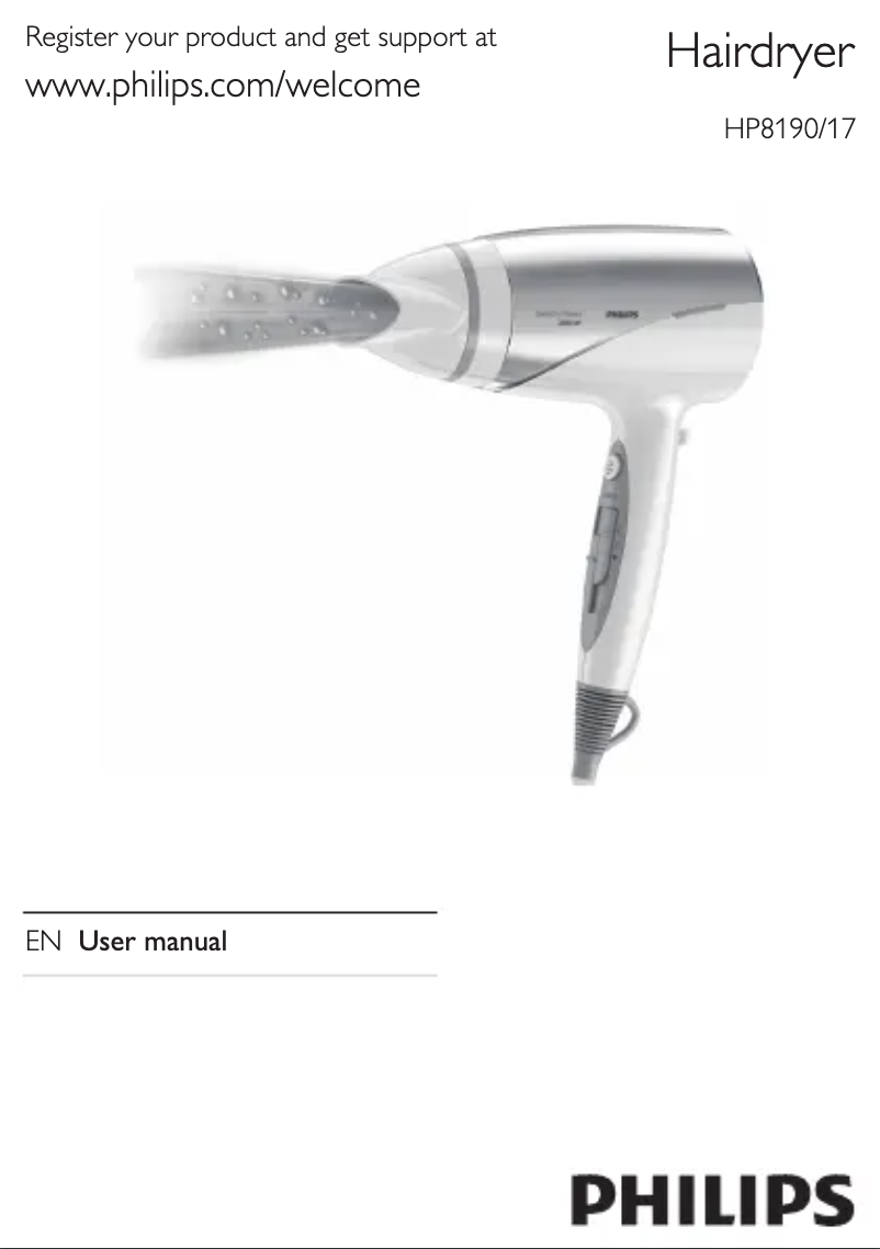 Page 1 of the manual User Manual Philips SalonDry Silence HP8190