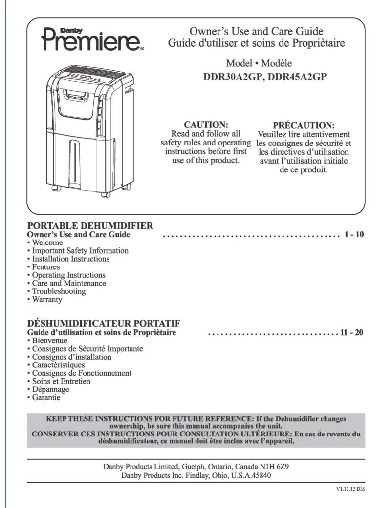 Page 1 of the manual User Manual Danby DDR45A2GP