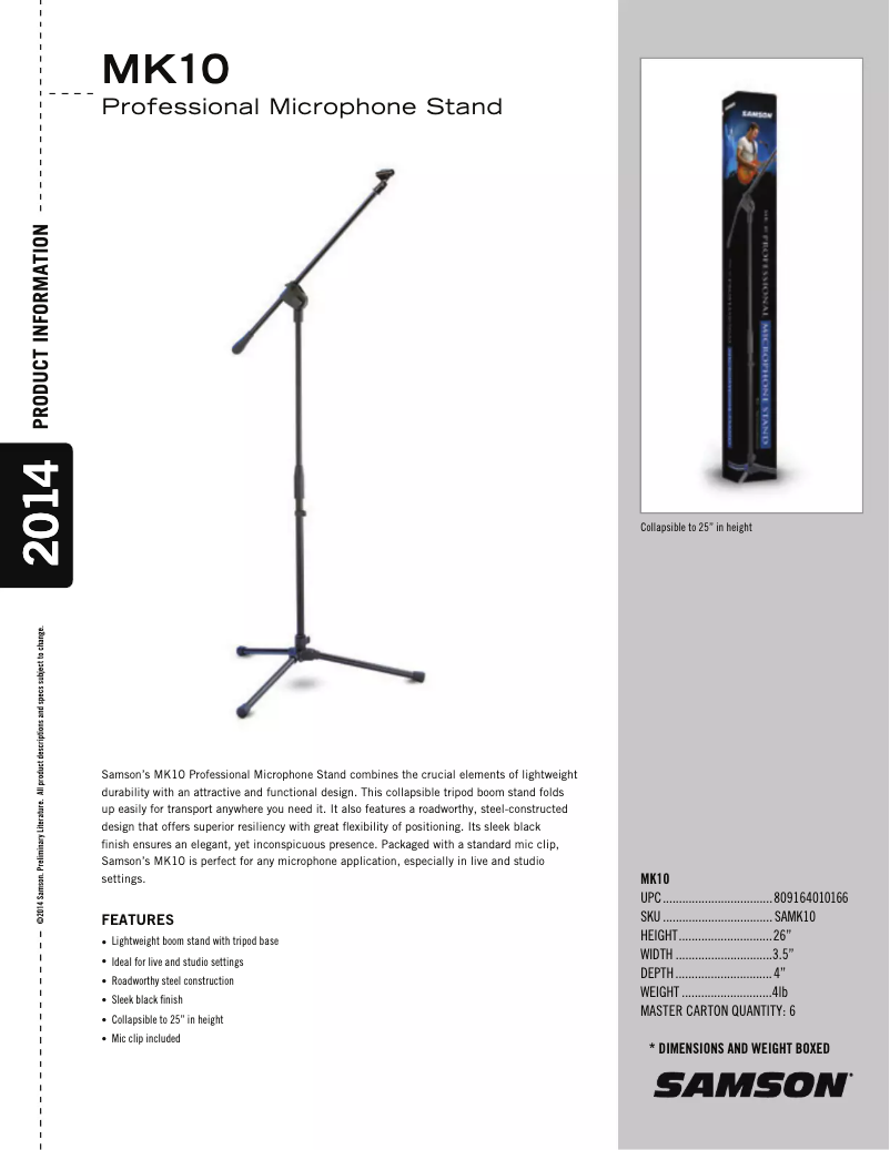 Page 1 of the manual User Manual Samson MK10
