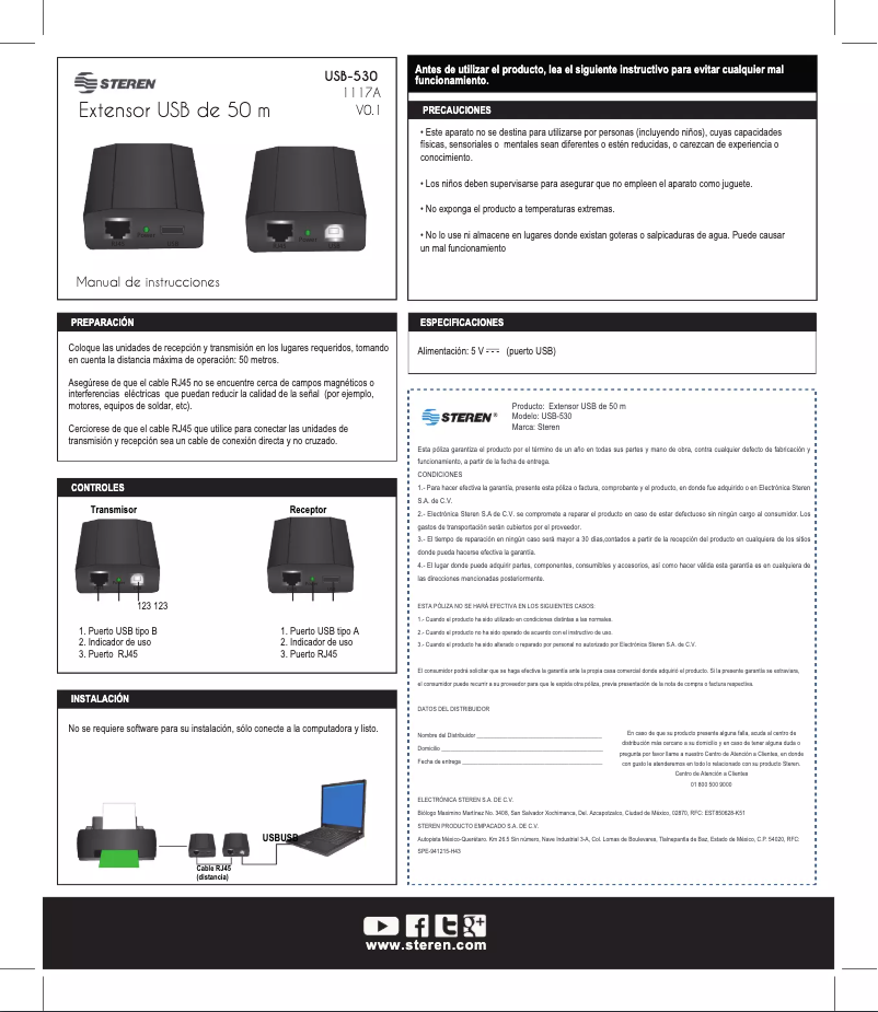 Page 1 of the manual User Manual Steren USB-530